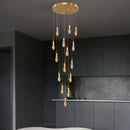 GobekUsa Gold Crystal Chandelier for Modern Living, Dining & Stair Lighting