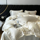 GobekUsa Luxe 1500TC Egyptian Cotton Lace Wide Edge Bedding Set: Duvet Cover, Sheet, Pillowcases