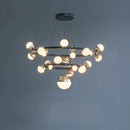 GobekUsa Gold Balls LED Chandelier: Art Deco Round Lighting with Acrylic Balls for Home Décor