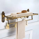 GobekUsa Bronze Carved Bath Accessories Set: Shelf, Towel Rack, Paper Holder, Toilet Brush Holder