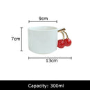 GobekUsa Cherry Handle Mug: White Ceramic Tea & Coffee Cup for Dining Table