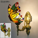 GobekUsa Butterfly Stained Glass Wall Sconces for Home Living Room Bedroom Lighting