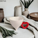 GobekUsa Heart Ceramic Coffee Mug Tea Cup Set, Conical Dining Table Milk Juice Container