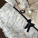 GobekUsa Lace Ruffles Bow Princess Bedding Set: Egyptian Cotton Duvet Cover, Bedskirt, Bedspread, Pillowcases