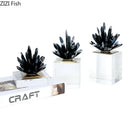 GobekUsa Black Agate Flower Crystal Art Desk Decoration on Crystal Base