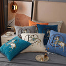 GobekUsa Horse Embroidered Jacquard Chenille Pillow Cover 45*45cm Home Decor Office Sofa