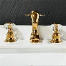 GobekUsa Gold Basin Faucet: Brass Nickel Dolphin Bathroom Sink Faucet, 3 Hole Widespread