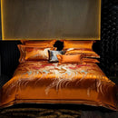 GobekUsa Embroidered Brocade Egyptian Cotton Duvet Cover Set, Black Gold