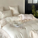 GobekUsa Embroidered Lace Princess Bedding Set - 4 Piece Cotton Flowers Collection