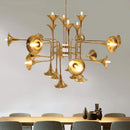 GobekUsa Gold Flared Trumpet Chandelier for Kitchen, Hall, Study, Drawing Room