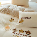GobekUsa Embroidered Fleece Winter Bedding Set: Duvet Cover, Sheet, Quilt, Pillowcases