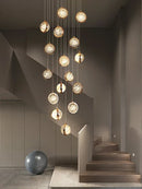 GobekUsa Crystal Ball LED Rotating Stair Chandelier - Nordic Luxury Loft Bubble Design
