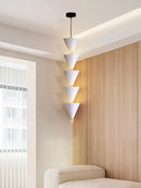 GobekUsa Cream Bedroom Chandelier: Minimalist Designer Conical Long Line Branched Light Fixture