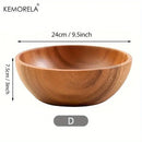 GobekUsa Acacia Wooden Salad Bowl - Anti-scalding Wooden Bowl for Fruit, Vegetables, and Ice Cream