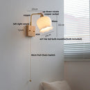 GobekUsa Ash Wood LED Wall Light Fixture with Pull Chain Switch, Modern Nordic Design