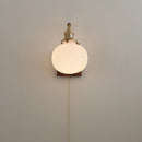 GobekUsa Globe Ceramic LED Wall Lights Walnut Wood Sconce Rotatable Bedside Lamp
