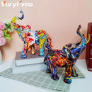 GobekUsa Elephant Sculpture: Nordic Painting Graffiti Resin Art Figurine & Home Decor Craft