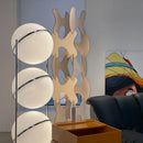 GobekUsa Garrault LED Chrome Metal Ball Floor Lamp with White Acrylic Shade