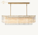 GobekUsa Amadeo Crystal LED Chandelier: Modern Rectangular Pendant Light for Kitchen Island, Dining Room