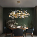 GobekUsa Crystal Leaf Branch Chandelier - Elegant Lighting Fixture for Bedroom, Living Room, Dining Room