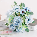 GobekUsa Blue Peony Tea Rose Silk Fake Flowers for DIY Home Garden Wedding Decor