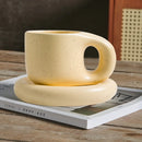 GobekUsa Ink Splash Ceramic Mug Set with Oval Plate - 400ml Capacity