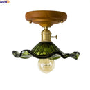 GobekUsa Green Glass LED Ceiling Lamp Nordic Wood Copper Ceiling Lights