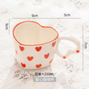 GobekUsa Hand Painted Heart Handle Ceramic Love Mug - Pink