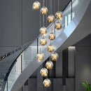 GobekUsa Glass Ball Spiral Chandelier for Modern Staircase & Dining Table LED Ceiling Light