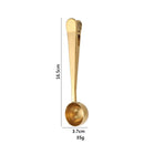 GobekUsa 2-in-1 Stainless Steel Coffee Spoon & Sealing Clip - Gold Kitchen Accessory