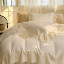 GobekUsa Lace Ruffles Princess Wedding Bedding Set in Pure Cotton Skin-friendly Fabric