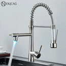 GobekUsa Dual Nozzle Gourmet Kitchen Faucet | Pull-Down, 360° Rotation, Chrome Mixer