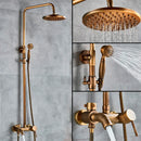 GobekUsa Brass Handheld Rainfall Shower Wall-mounted Hot Cold Water Mixer System