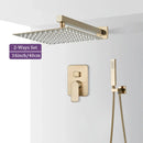 GobekUsa Brushed Gold Shower Faucet Set 2/3 Way Rainfall Bathtub Mixer Wall Mounted Box