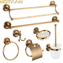 GobekUsa Brass Bathroom Set: Robe Hook, Paper Holder, Towel Bar, Soap Basket.