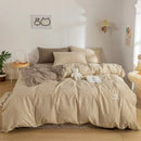 GobekUsa Japanese Grid Print Bedding Set for All Seasons, Queen/King Size Quilt Cover
