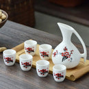 GobekUsa Ceramic Wine Set Dispenser Antique Pot Liquor Cup Warming Container