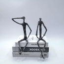 GobekUsa Abstract Metal Human Sculpture Cast Iron Black Person Desktop Ornament