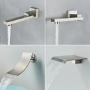 GobekUsa Brushed Nickel Rainfall Shower Faucet Set Wall Mounted Control Valve