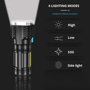 GobekUsa LED Flashlight: High-light with 4 Lamp Beads, COB Floodlight, USB Rechargeable Outdoor Torch