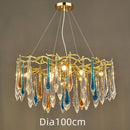 GobekUsa Crystal Water Drop LED Chandeliers: Modern Luxury Branch Design for Living & Dining Rooms