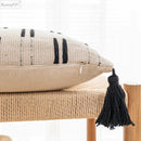 GobekUsa Black Ivory Mustard Tassel Woven Cushion Cover for Home Decoration