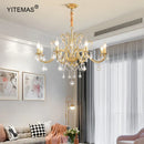 GobekUsa Gold Crystal Chandelier with Lamp Shade for Elegant Living Room, Bedroom, and Kitchen