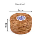 GobekUsa Handwoven Rattan Storage Box with Lid - Kitchen Organizer & Decorative Basket