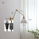 GobekUsa Copper Swing Arm Wall Lights Sconce Up Down LED Modern Ceramic Lampshade