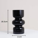 GobekUsa Black Glass Vase with Artificial Flowers for Minimalist Room Decor