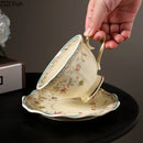 GobekUsa Elegant Floral Ceramic Cup & Saucer Set for Dining Table and Coffee Mug