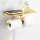 GobekUsa Brushed Gold Bathroom Set: Shelf, Towel Rack, Holder, Toilet Brush - Bath Hardware