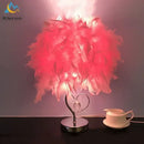 GobekUsa Crystal Feather LED Table Lamp for Bedroom, Study, & Living Room