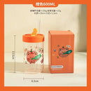 GobekUsa Cartoon Glass Cup with Lid & Straw - 600ml Drinkware